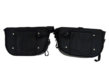 For Royal Enfield GT & Interceptor 650 Leather & Soft Canvas Pannier Bags D1