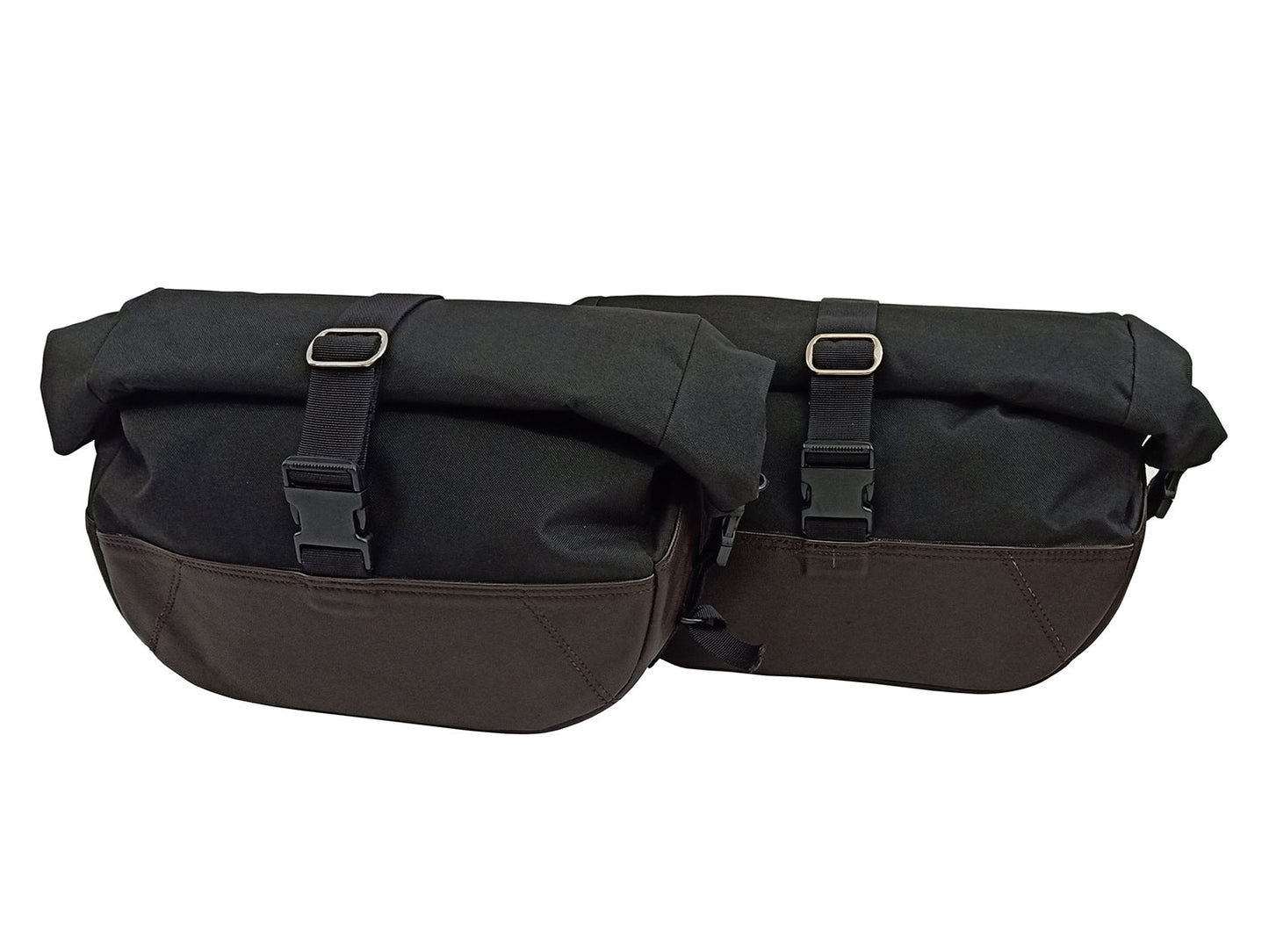 For Royal Enfield GT & Interceptor 650 Leather & Soft Canvas Pannier Bags D2