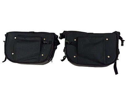 For Royal Enfield GT & Interceptor 650 Leather & Soft Canvas Pannier Bags D2