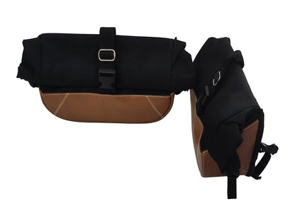 For Royal Enfield GT & Interceptor 650 Leather & Soft Canvas Pannier Bags D3