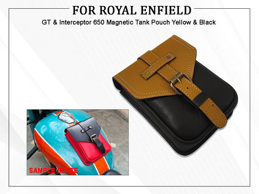For Royal Enfield GT & Interceptor 650 Magnetic Tank Pouch Yellow & Black