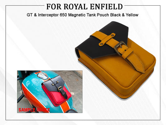 For Royal Enfield GT & Interceptor 650 Magnetic Tank Pouch Black & Yellow