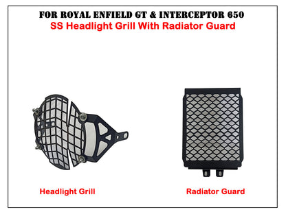 For Royal Enfield GT & Interceptor 650 SS Headlight Grill With Radiator Guard