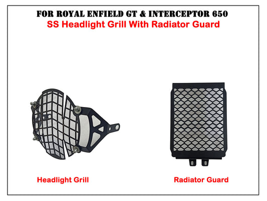 For Royal Enfield GT & Interceptor 650 SS Headlight Grill With Radiator Guard