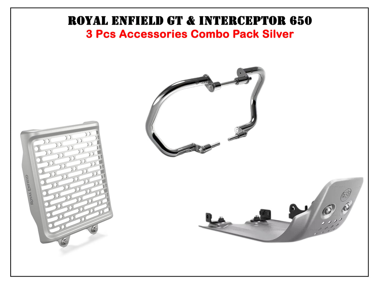 Genuine Royal Enfield GT & Interceptor 650 3 Pcs Accessories Combo Pack Silver