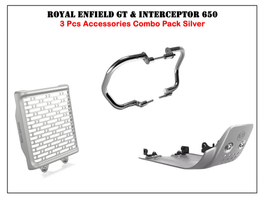 Genuine Royal Enfield GT & Interceptor 650 3 Pcs Accessories Combo Pack Silver