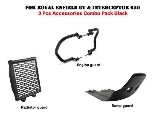 Genuine Royal Enfield GT & Interceptor 650 3 Pcs Accessories Combo Pack Black
