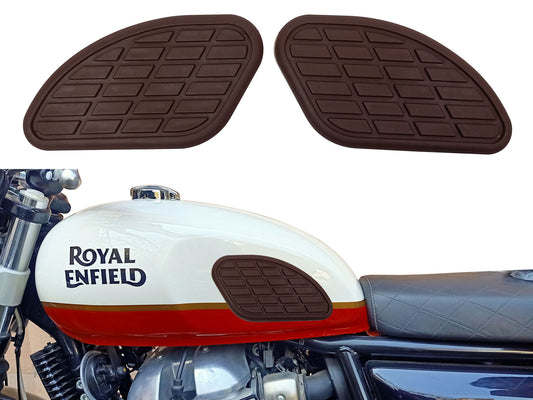 For Royal Enfield GT & Interceptor 650 Fuel Tank Rubber Knee Pad Pair Dark Brown