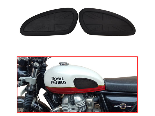 For Royal Enfield GT & Interceptor 650 Tank Long Rubber Knee Pad Pair Black