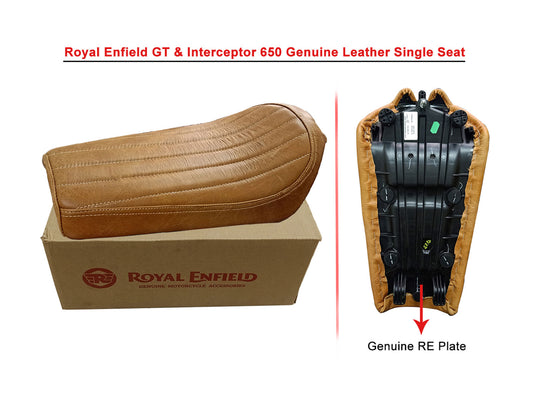 For Royal Enfield GT & Interceptor 650 Leather Single Seat Brown Tan D1