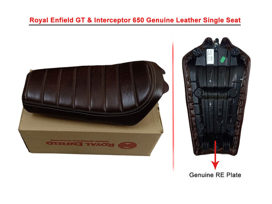 For Royal Enfield GT & Interceptor 650 Leather Single Seat Coffee Brown D3