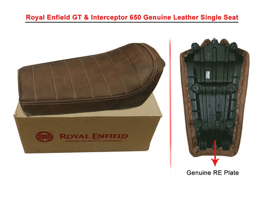 For Royal Enfield GT & Interceptor 650 Leather Single Seat Brown D4