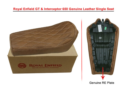 For Royal Enfield GT & Interceptor 650 Leather Single Seat Brown Tan D5