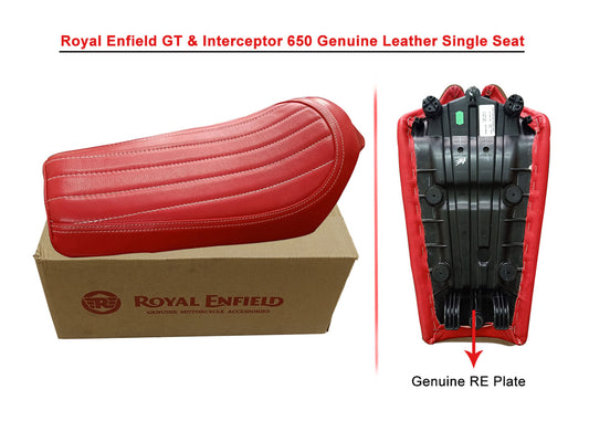 For Royal Enfield GT & Interceptor 650 Leather Red Color Single Seat D9