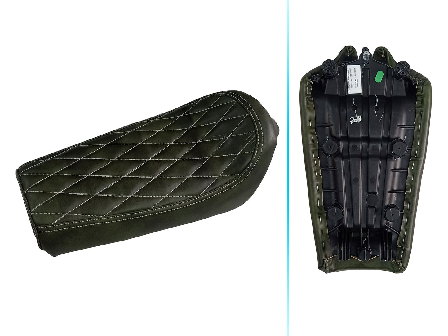 For Royal Enfield GT & Interceptor 650 Leather Single Seat Dark Green D10