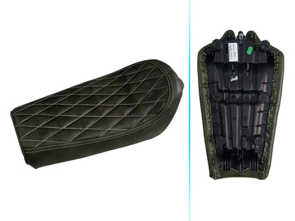 For Royal Enfield GT & Interceptor 650 Leather Single Seat Dark Green D10