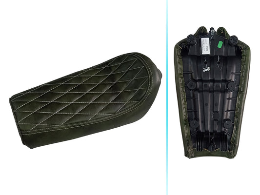 For Royal Enfield GT & Interceptor 650 Leather Single Seat Dark Green D10