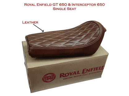 For Royal Enfield GT & Interceptor 650 Leather Single Seat Brown D11