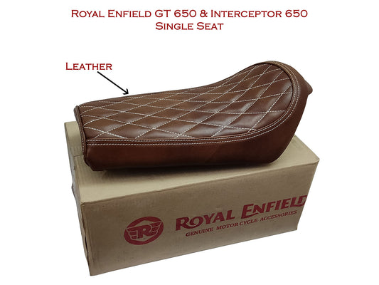For Royal Enfield GT & Interceptor 650 Leather Single Seat Brown D11