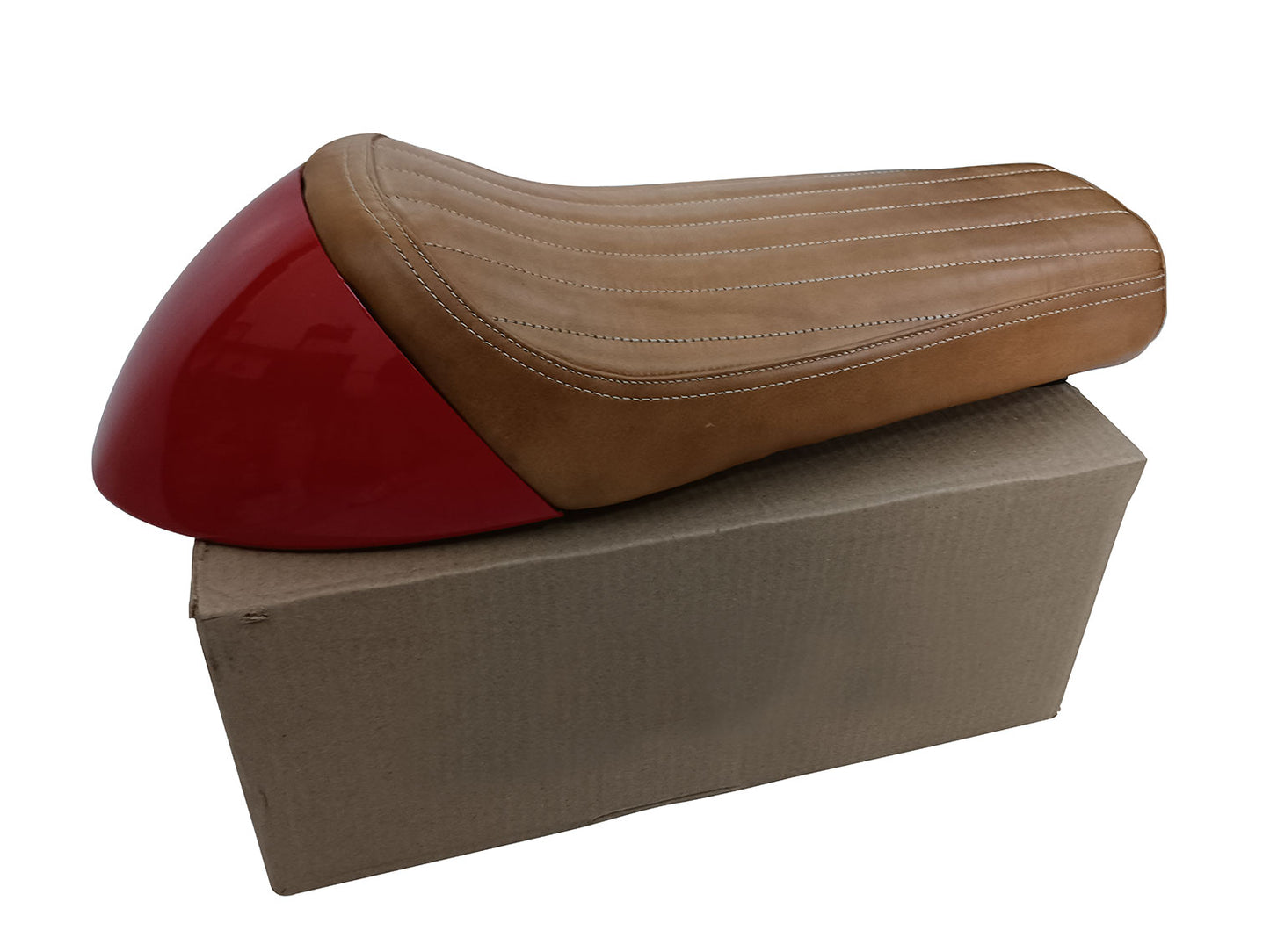 For Royal Enfield GT & Interceptor 650 D1 Leather Single Seat & Red Cowl