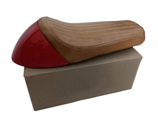 For Royal Enfield GT & Interceptor 650 D1 Leather Single Seat & Red Cowl