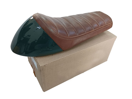 For Royal Enfield GT & Interceptor 650 D4 Leather Single Seat & Green Cowl