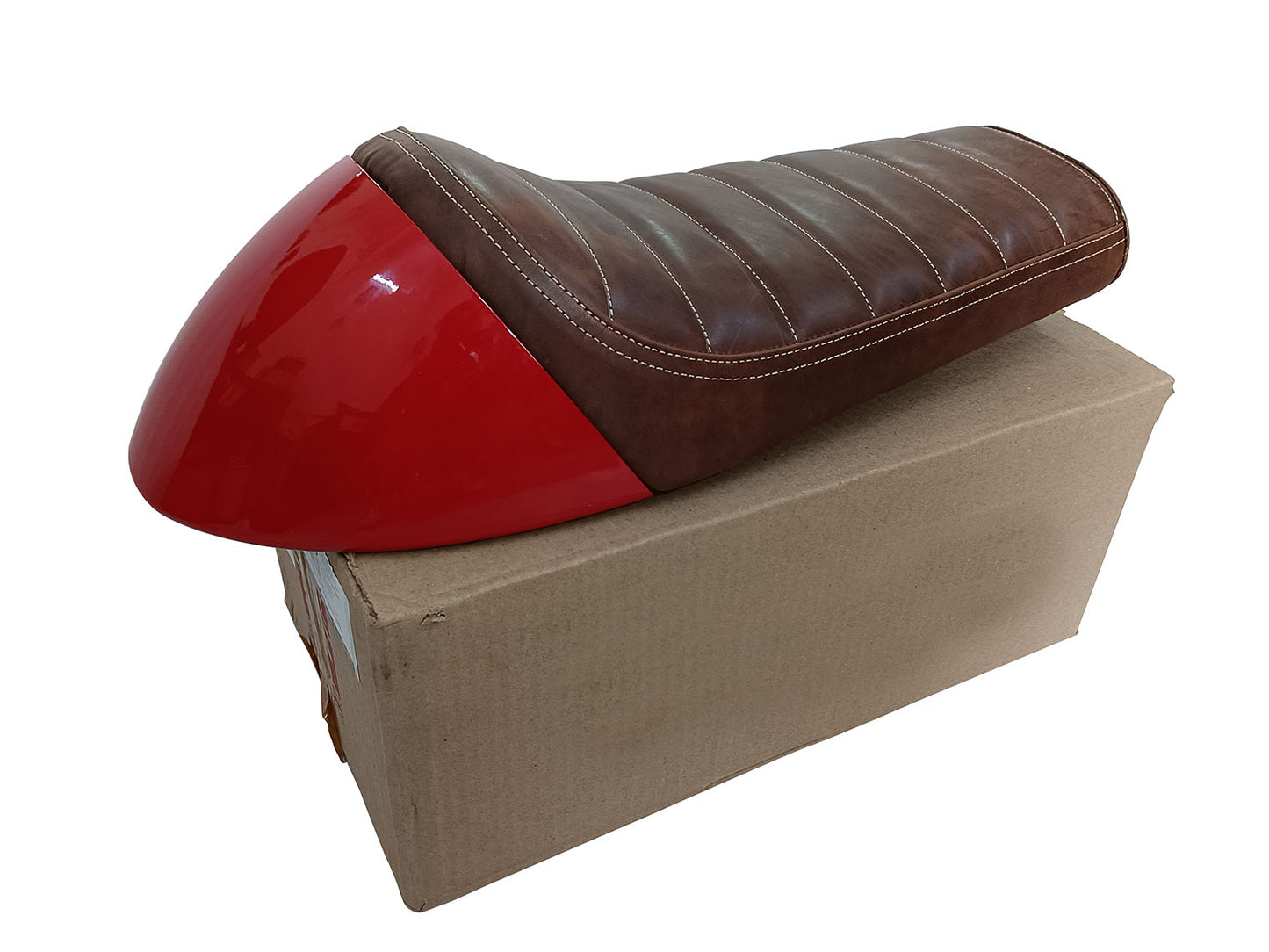 For Royal Enfield GT & Interceptor 650 D4 Leather Single Seat & Red Cowl