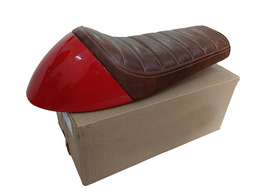 For Royal Enfield GT & Interceptor 650 D4 Leather Single Seat & Red Cowl