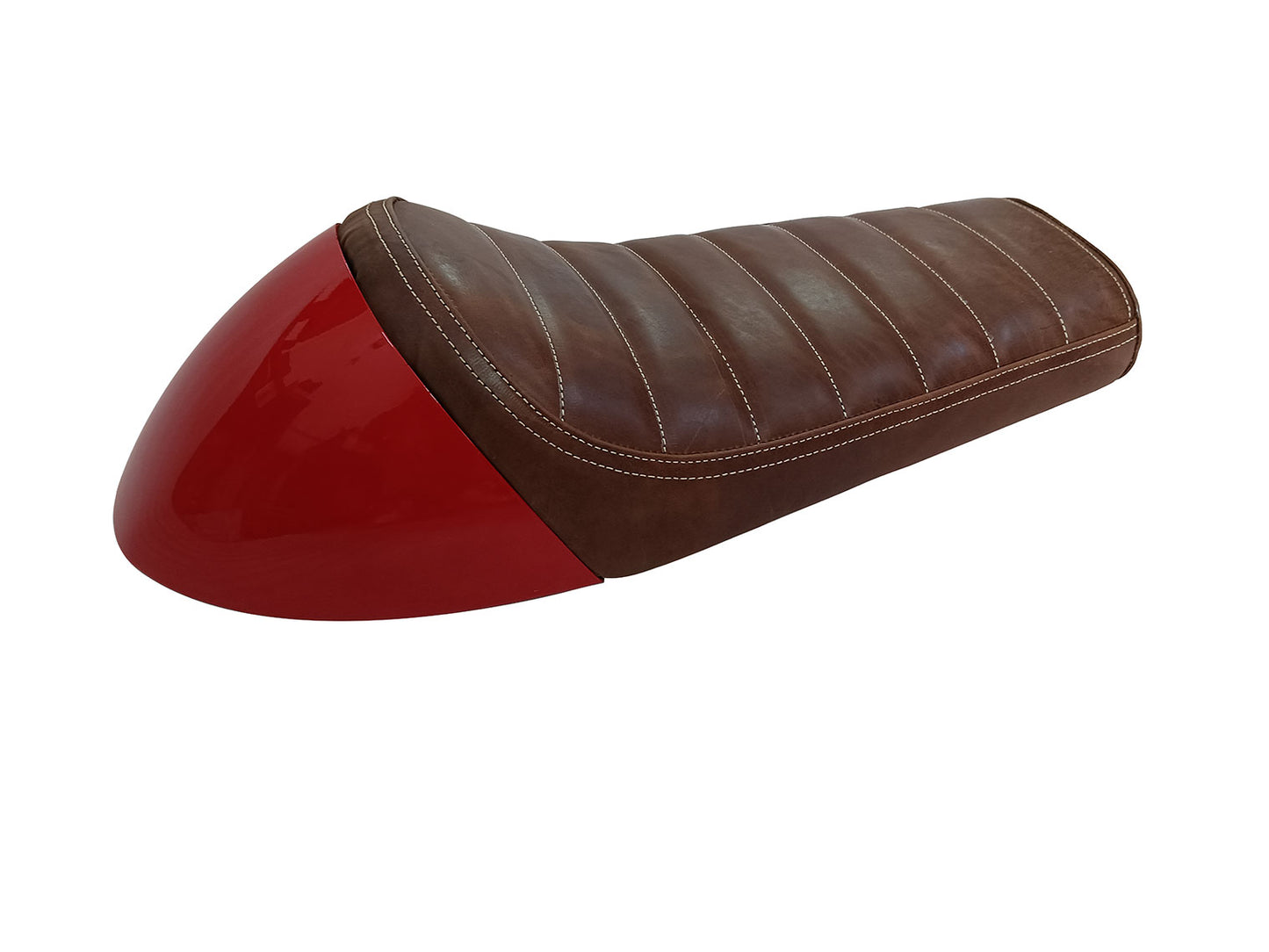 For Royal Enfield GT & Interceptor 650 D4 Leather Single Seat & Red Cowl