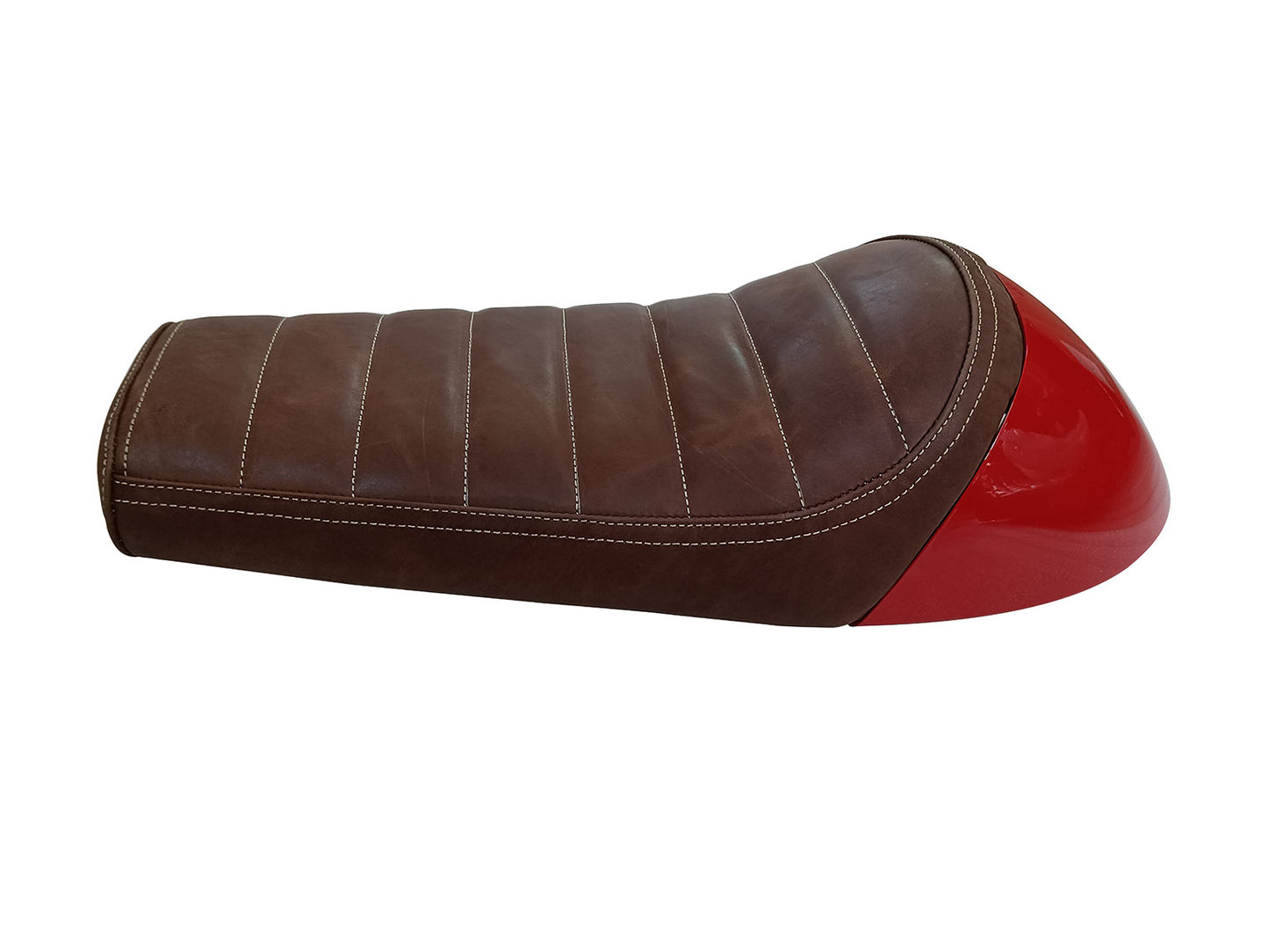 For Royal Enfield GT & Interceptor 650 D4 Leather Single Seat & Red Cowl