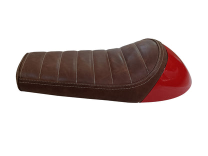 For Royal Enfield GT & Interceptor 650 D4 Leather Single Seat & Red Cowl