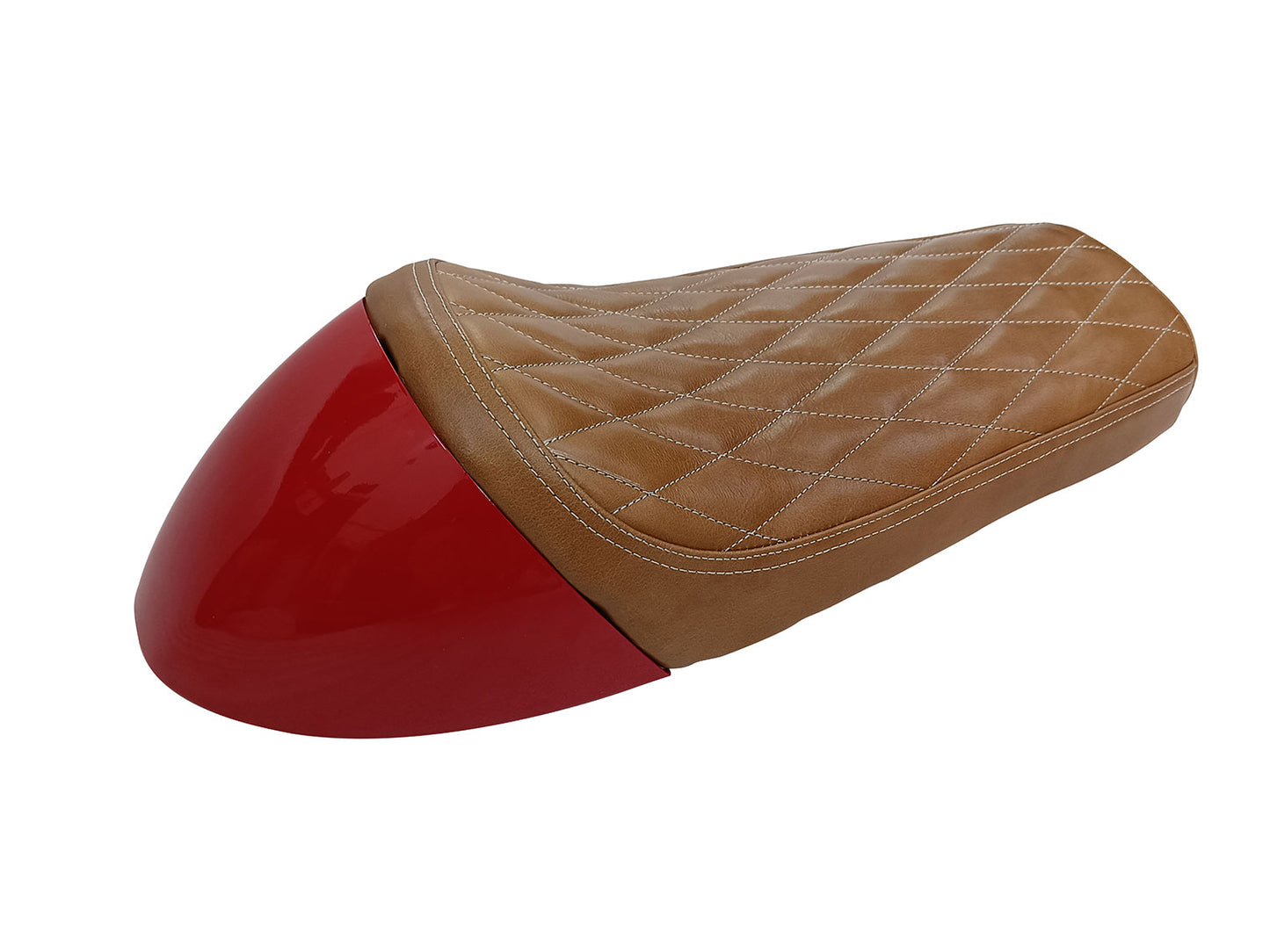 For Royal Enfield GT & Interceptor 650 D5 Leather Single Seat & Red Cowl