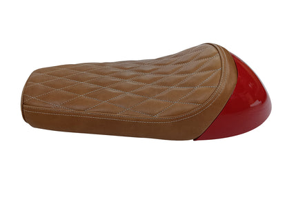 For Royal Enfield GT & Interceptor 650 D5 Leather Single Seat & Red Cowl