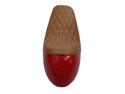 For Royal Enfield GT & Interceptor 650 D5 Leather Single Seat & Red Cowl