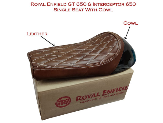 For Royal Enfield GT & Interceptor 650 D11 Leather Single Seat & Green Cowl