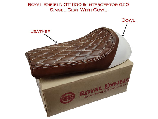 For Royal Enfield GT & Interceptor 650 D11 Leather Single Seat & White Cowl