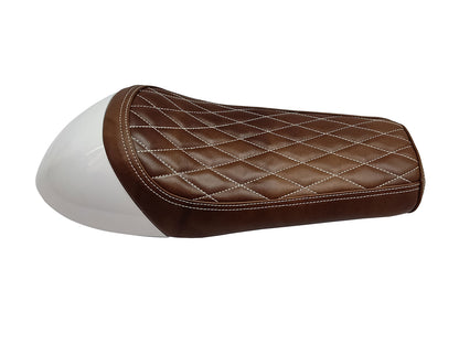 For Royal Enfield GT & Interceptor 650 D11 Leather Single Seat & White Cowl