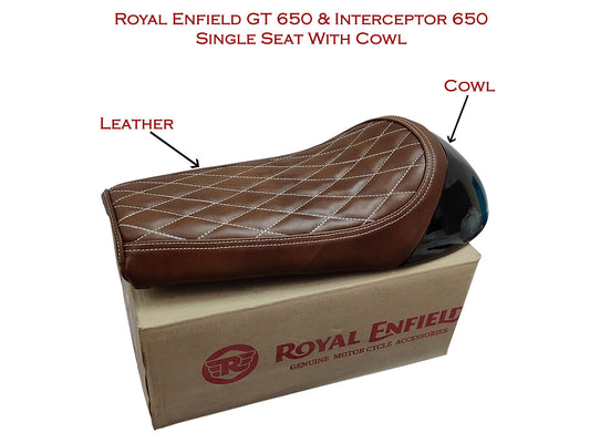 For Royal Enfield GT & Interceptor 650 D11 Leather Single Seat & Black Cowl