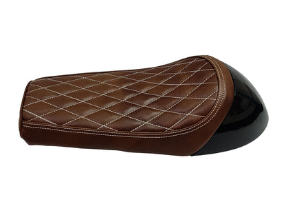 For Royal Enfield GT & Interceptor 650 D11 Leather Single Seat & Black Cowl