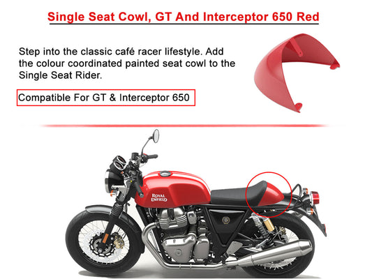 Genuine Royal Enfield GT & Interceptor 650 Single Touring Seat Red Cowl