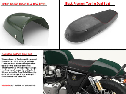 Genuine Royal Enfield GT & Interceptor 650 Touring Dual Seat With Green Cowl