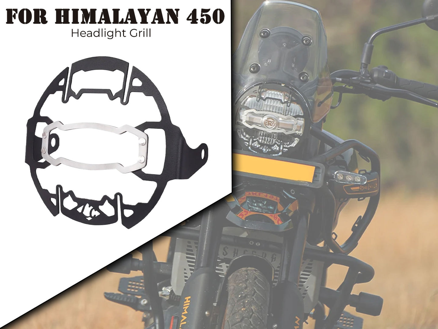 For Royal Enfield New Himalayan 450 Cosmic Headlight Grill Black & Silver