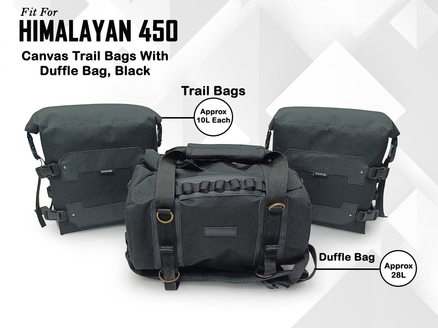 For Royal Enfield New Himalayan 450 Canvas Trail Bags Black And Rear Duffle Bag