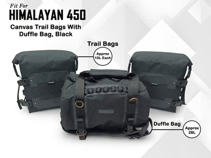 For Royal Enfield New Himalayan 450 Canvas Trail Bags Black And Rear Duffle Bag
