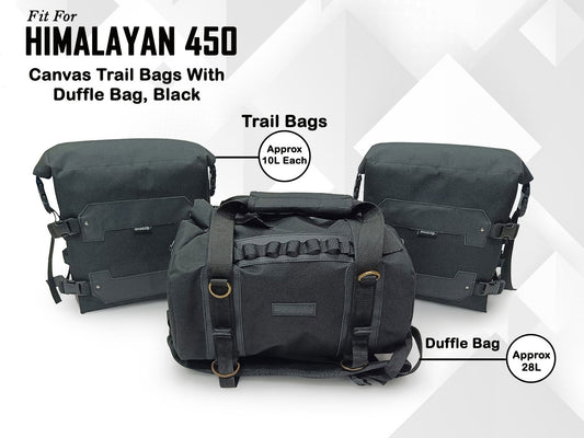 For Royal Enfield New Himalayan 450 Canvas Trail Bags Black And Rear Duffle Bag