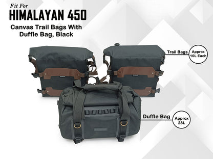 For Royal Enfield New Himalayan 450 Canvas Trail Bags Brown And Rear Duffle Bag