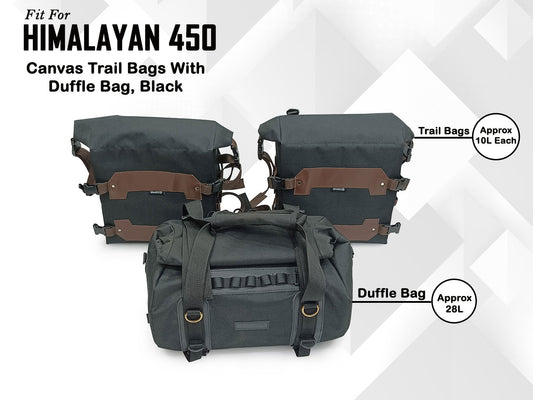 For Royal Enfield New Himalayan 450 Canvas Trail Bags Brown And Rear Duffle Bag