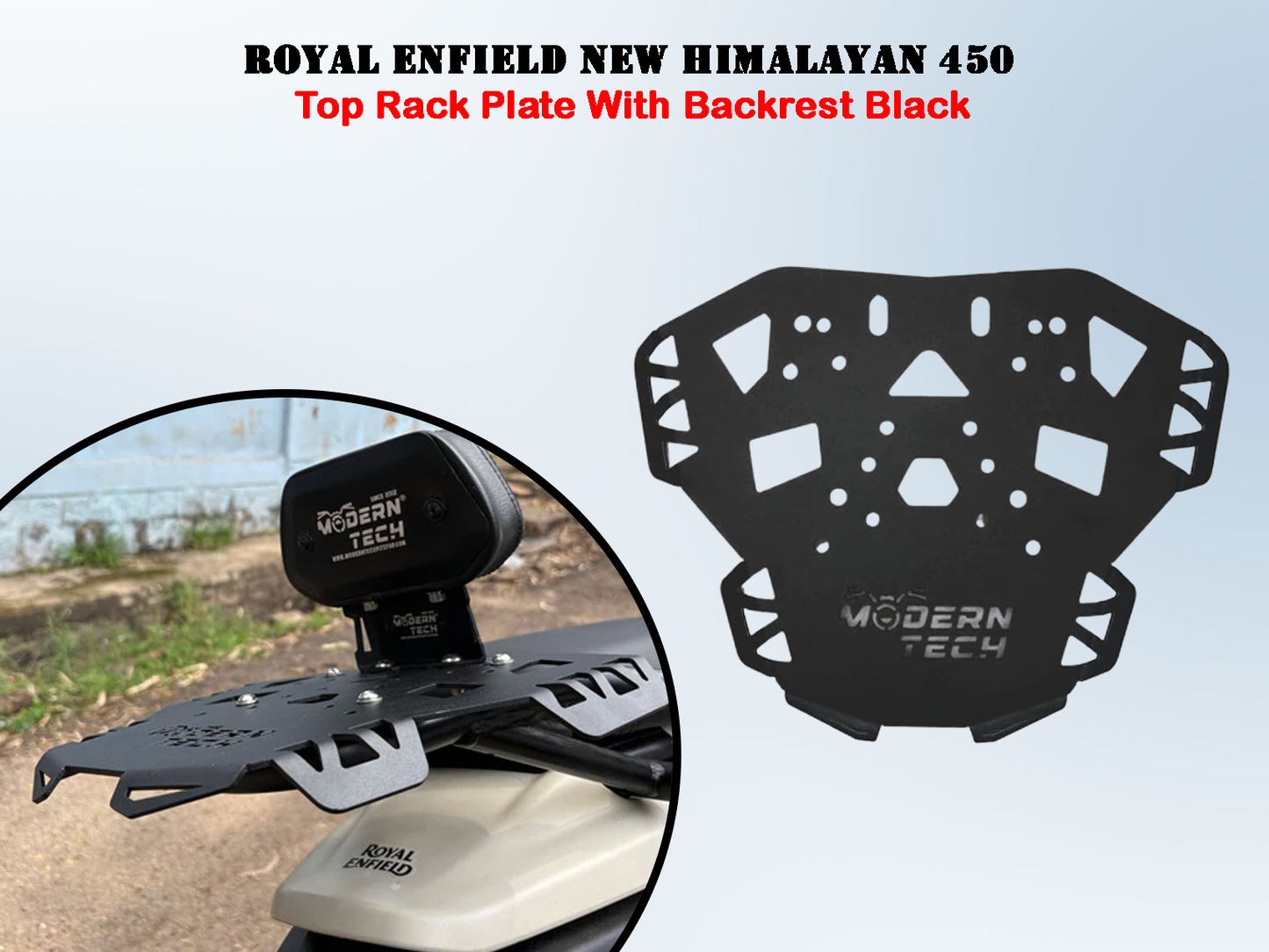 For Royal Enfield New Himalayan 450 Top Rack Plate With Backrest Black
