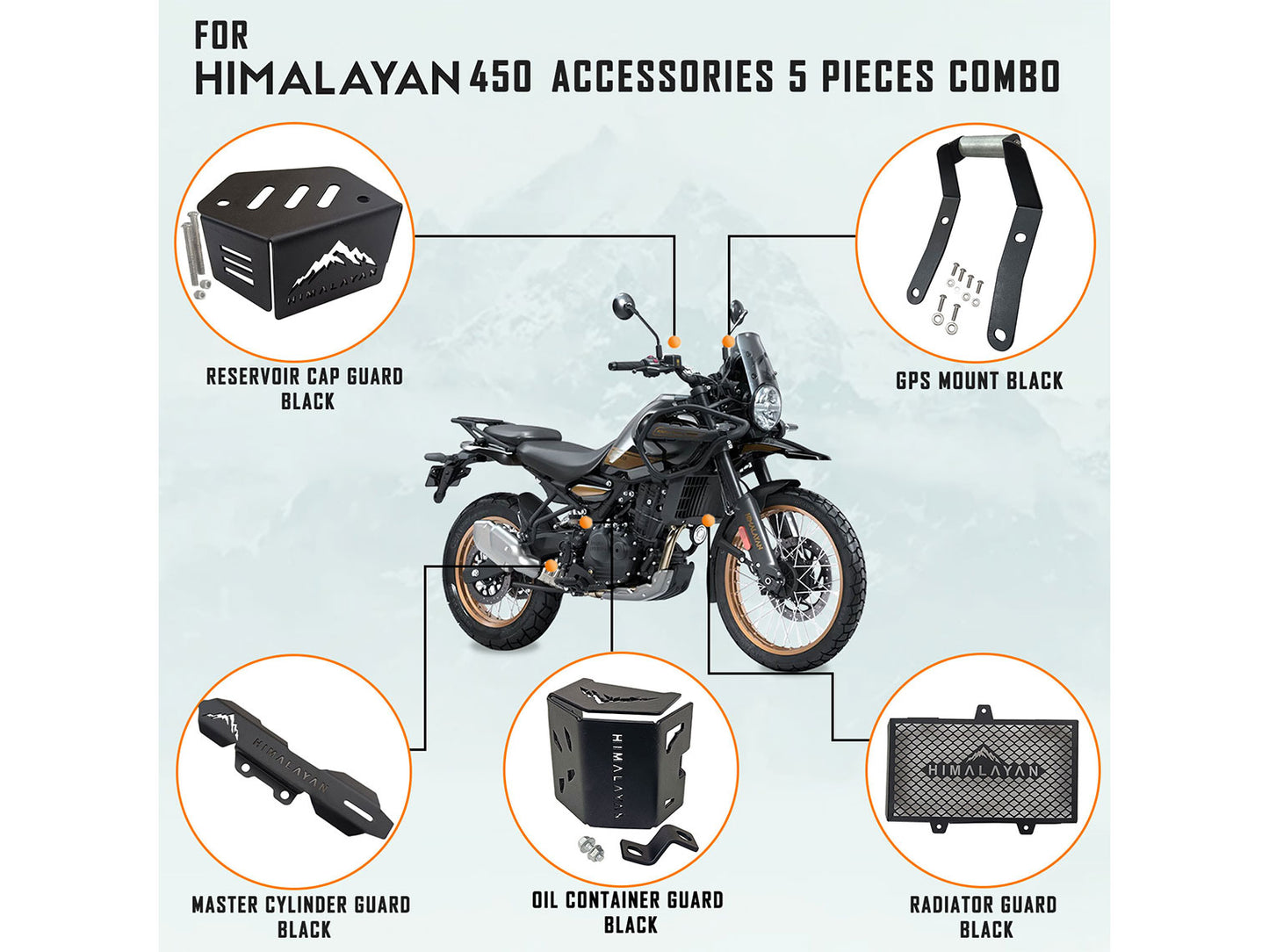 For Royal Enfield New Himalayan 450 5 Pcs Accessories Combo Pack CP-2