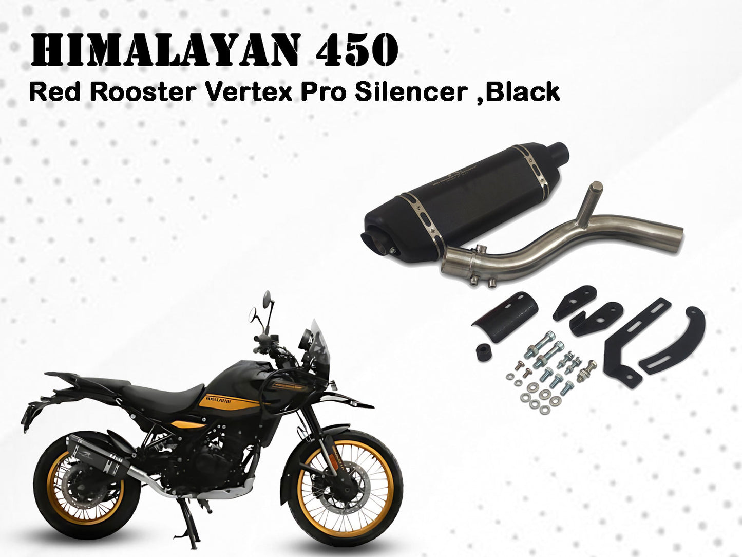 For Royal Enfield New Himalayan 450 Red Rooster Vertex Pro Exhaust Silencer Black